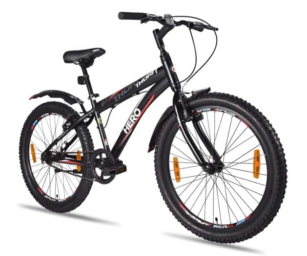 Hero Thorn 26T MTB Bike Non Geared Front suspension Double Disc Brake Men Cycle Black and Red on EMI Bajaj Mall