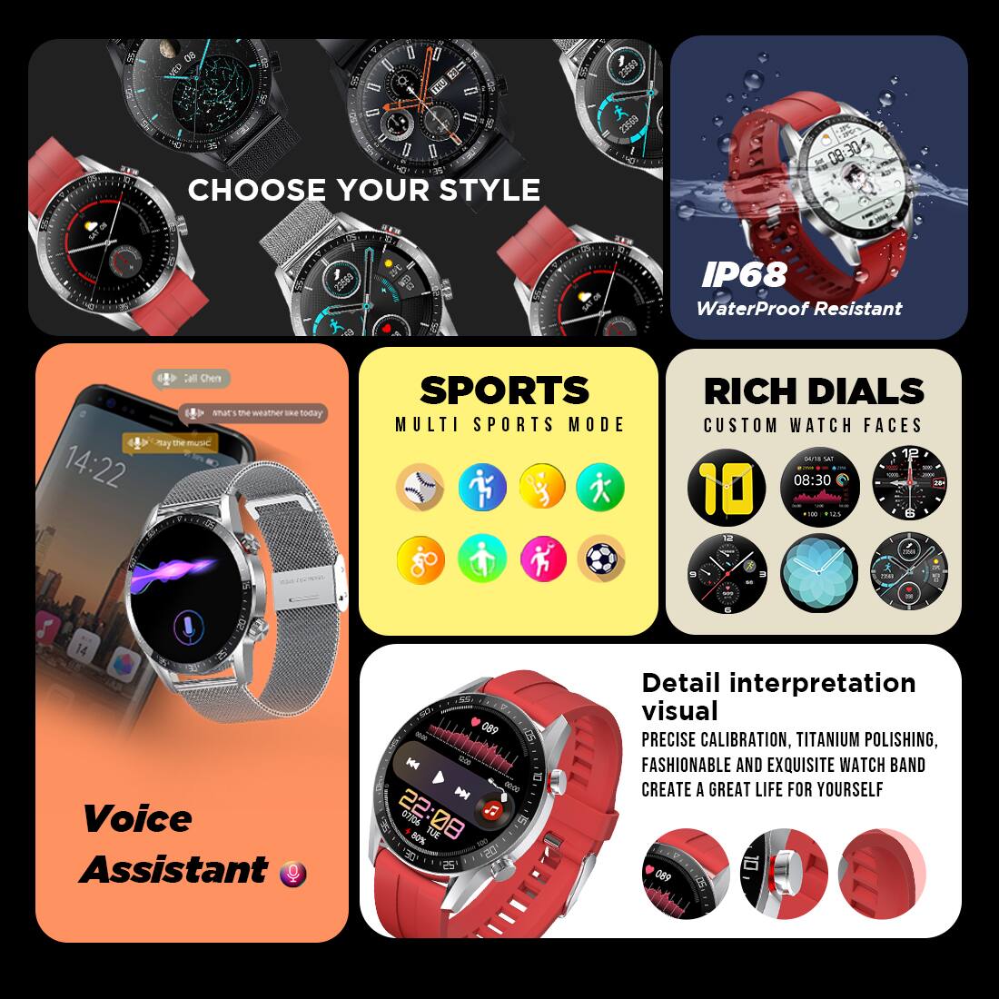 Honeybud Airfit Ultra S12 Smartwatch With Ecg Monitoring (Black Red) on ...