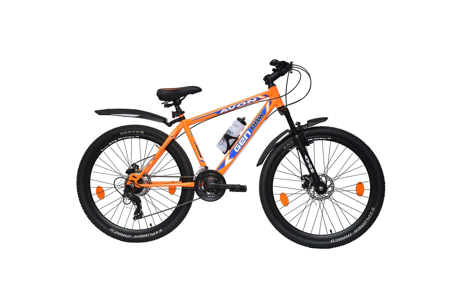 Avon Gen now 27.5T Double Disc Brake Mountain Bike Matt black and Floroscent orange on EMI Bajaj Mall