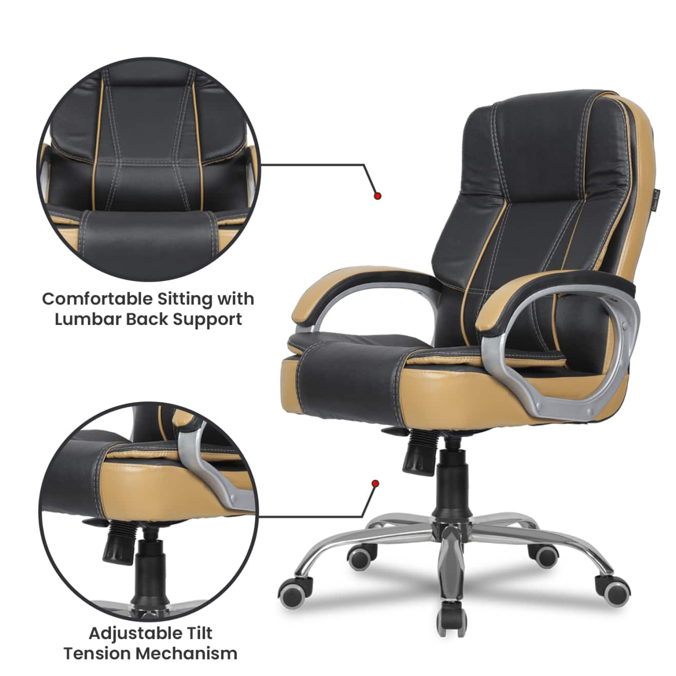 Green Soul Vienna Mid Back Leatherette Executive Office Ergonomic Chair ...