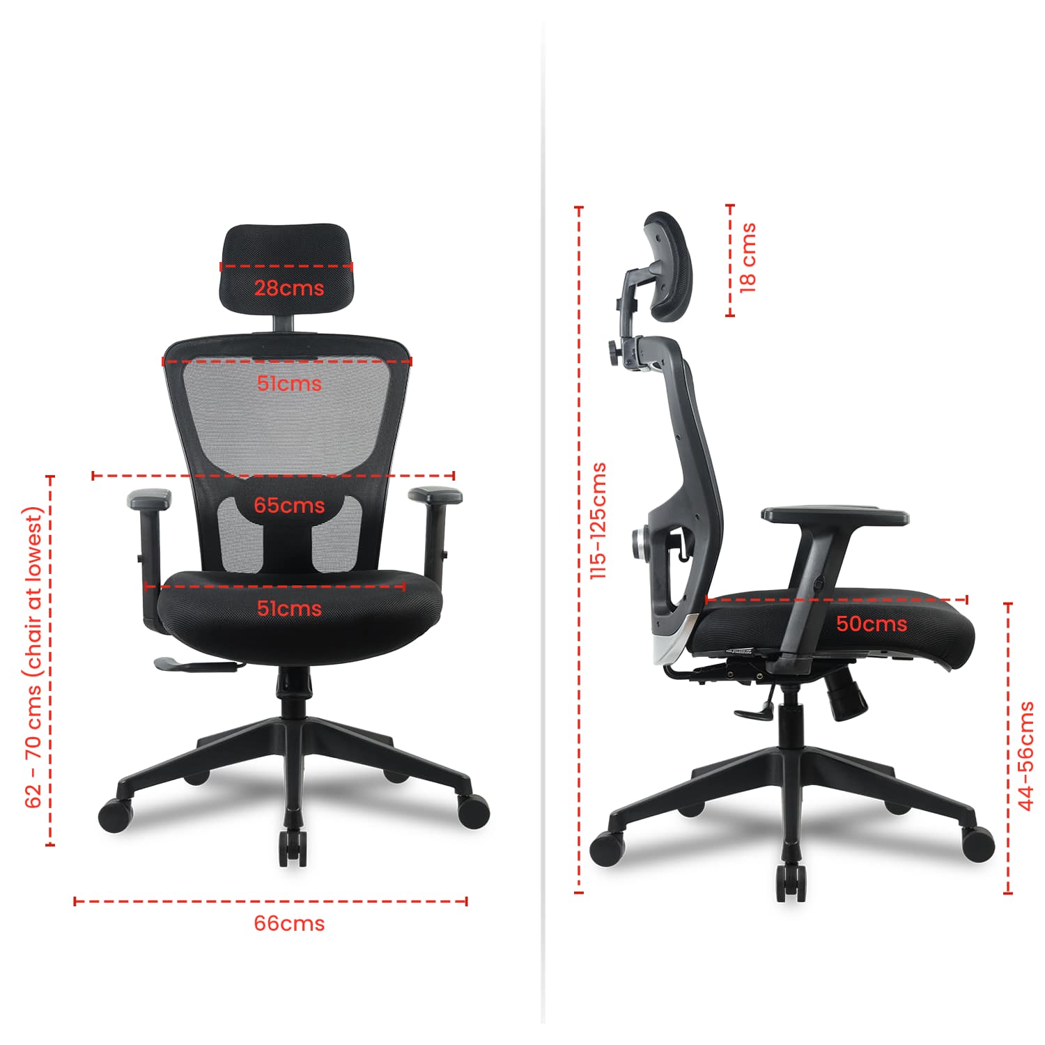 Green Soul Jupiter-Go High-Back Mesh Home and Office Ergonomic Chair ...