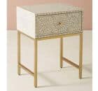 Apka Interior Bone Inlay Bed Side Table (WHITE)