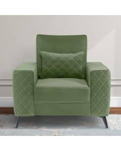 Duroflex Eden 1 Seater Premium Fabric Sofa with Cushion (Jade Green)