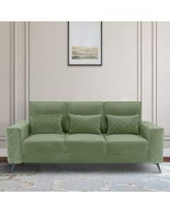 Duroflex Eden 3 Seater Premium Fabric Sofa With Cushion (Jade Green)