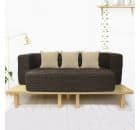 Sleep Spa Brown Couch Sofa Cum Bed 3 Seater Washable JUTE Fabric 3 cushions 72x44x14 inches