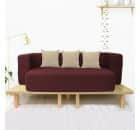 Sleep Spa Maroon Couch Sofa Cum Bed 3 Seater Washable JUTE Fabric 3 cushions 72x44x14 inches