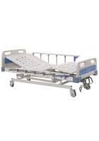 Kraft Medical Hospital ICU Bed 103 Manual Collapsible SS railings Suitable for Hospitals and Critical Home care (White and Blue)