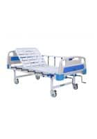 Kraft Medical Hospital Bed 133 Manual Collapsible Aluminium railings Suitable for Hospitals and Critical home care (White and Blue)