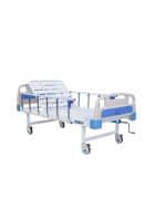 Kraft Medical Hospital Bed 143 Manual Collapsible Aluminium railings Suitable for Hospitals and Critical Home care (White and Blue)