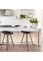 Apka Interior Anthrax Black Cafe Stool With Golden Finish Legs (Black)