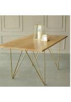 Apka Interior Apex Natural Finish With Metal Legs Cafe Table (Gold)