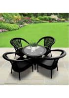 Apka Interior Balcony Chair Set With Glass Table (Black)