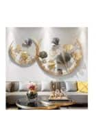 Apka Interior Double Moon Ginkgo Leaf Metal Wall Art (Gold)