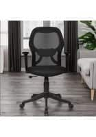 Apka Interior Medium Back Mesh Ergonomic Office Chair with Nylon Base (Black)