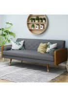 Apka Interior Mid Century Modern Tufted Fabric Sofa in Gray Colour