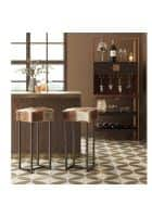 Apka Interior Pollock White-Brown Velvet Cafe Stool