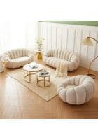 Apka Interior Pumpkin Lounge Sofa Set In White Colour