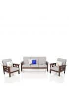 Apka Interior Teak Wood Sydney Style 5 Seater Sofa Set (Finish Color Brown & Grey)