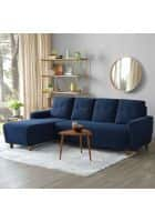 Apka Interior RHS 3 Seater Sofa with Lounger In Berry Blue Colour