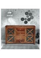 Apka Interior Rustic Teak Finish Wooden Sideboard