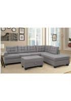 Apka Interior Sectional Sofa Set of 3 with Chaise Lounger and Storage Ottoman, L Shape Couch for Living Room Home Furniture Set (Light Grey)