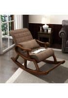 Apka Interior Solid Wood Rocking Chair With Foot Rest (Brown)