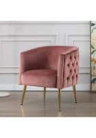 Apka Interior Velvet Arm Barrel Chair (Pink)