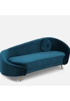 Apka Interior Velvet Chaise Lounger In Teal Blue