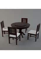 Apka Interior Wooden Round Dining Table Set (4 Seater)