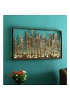 Apka Interior Wrought Iron City Light Wall Art With LED In (Brown)