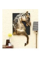 Apka Interior Wrought Iron Horse In Frame Wall Art (Gold)