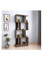 Apka Interior Zig Zag Wood Open Book Shelf 4 Shelves (Brown)