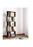 Apka Interior Zig Zag Wood Open Book Shelf 5 Shelf (Brown)