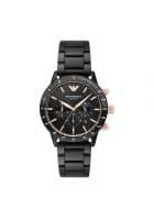 Emporio Armani Mens Stainless Steel Watch with Chronograph or Three Hand Movement Black (AR7002)