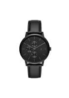 Armani Exchange Mens Cayde Black Dial Leather Multi-Function Watch - AX2719