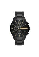 Armani Exchange Mens Hampton Black Dial Stainless Steel Chronograph Watch - AX2164