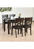 @home by Nilkamal Adrian 4 Seater Dining Set (Dark Walnut)