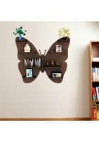 @home by Nilkamal Butterfly Engineered Wood Wall Shelf with Back Light, Walnut