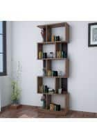 @home by Nilkamal Checkers Engineered Wood 5 Tier Bookshelf (Walnut)