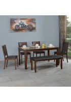 @home by Nilkamal Floret 1 + 4 + Bench Dining Set (Walnut)