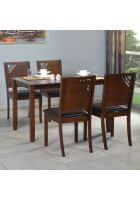 @home by Nilkamal Floret 4 Seater Dining Set (Walnut)