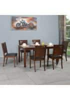 @home by Nilkamal Floret 6 Seater Dining Set (Walnut)