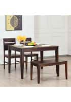 @home by Nilkamal Rio Solid Wood 4 Seater Dining Set With Bench (Country Light)