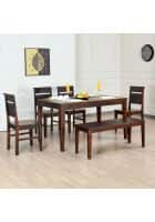 @home by Nilkamal Rio Solid Wood 6 Seater Dining Set With Bench (Country Light)