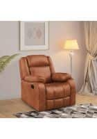 Duroflex Avalon Rocking and Revolving Single Seater Suede Fabric Recliner (Desert Orange)