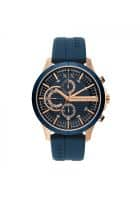 Armani Exchange Hampton Round Blue Dial Silicon Analog Watch for Men (AX2440)