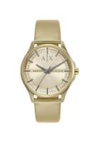 Armani Exchange Gold Dial Leather Analog Watch for Women (AX5271)