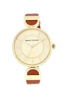 Armani Exchange Gold Dial Leather Brooke Analog Watch for Women (AX5324)