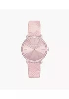 Armani Exchange Pink Dial Three-Hand Leather Analog Watch for Women (AX5590)