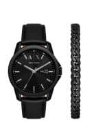 Armani Exchange Black Dial Leather Analog Watch for Men With Bracelet (AX7147SET)